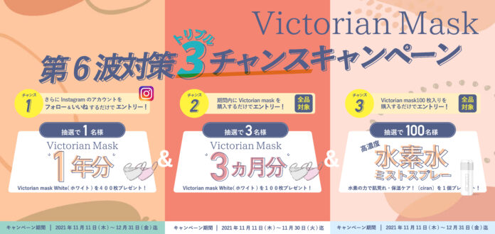 【Victorian maskが”1年分”もらえる！】第6波対策に向けた3つのプレゼントキャンペーンを2021年11月11日(木)、本日より開始！のメイン画像