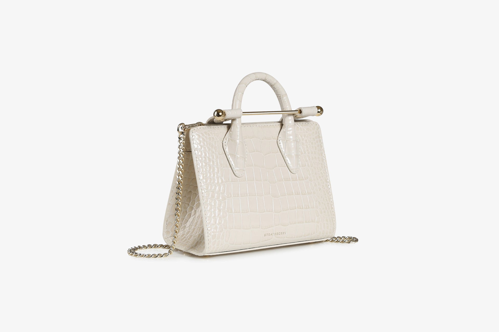 【ストラスベリー】ケイト・ベッキンセイル、LAのデモ行進でストラスベリーのナノトート着用のサブ画像6_Strathberry Nano Tote バニラクロコダイル 10％オフ　52200円