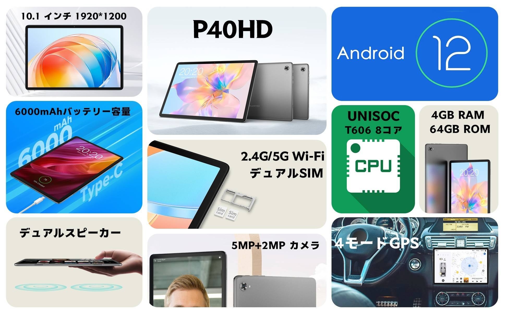 値下げ！TeclastｘAmazonタイムセール祭り。高性能Android 12「P40HD」16,915円で購入可能！のサブ画像2