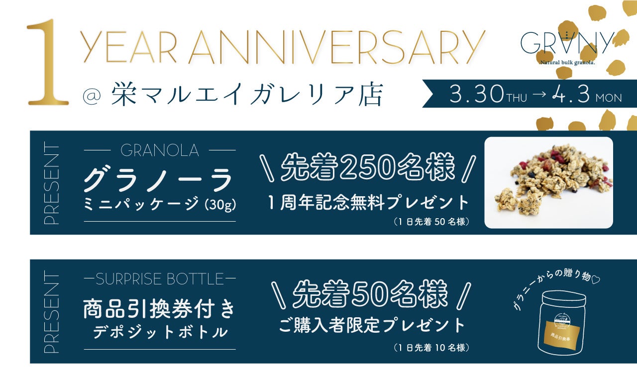 【GRANY】栄マルエイガレリア店オープン１周年！感謝を込めて記念イベント開催のサブ画像2