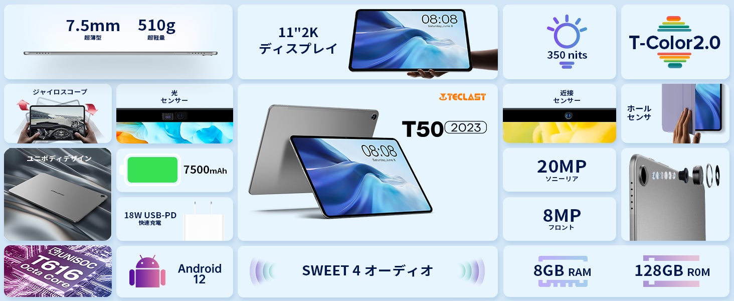 Amazon ビッグセールの延長~Teclast「T50 2023」8+128GB超高性能タブレットPC 限定秒殺! 驚きの価格 26,400円!!のサブ画像2