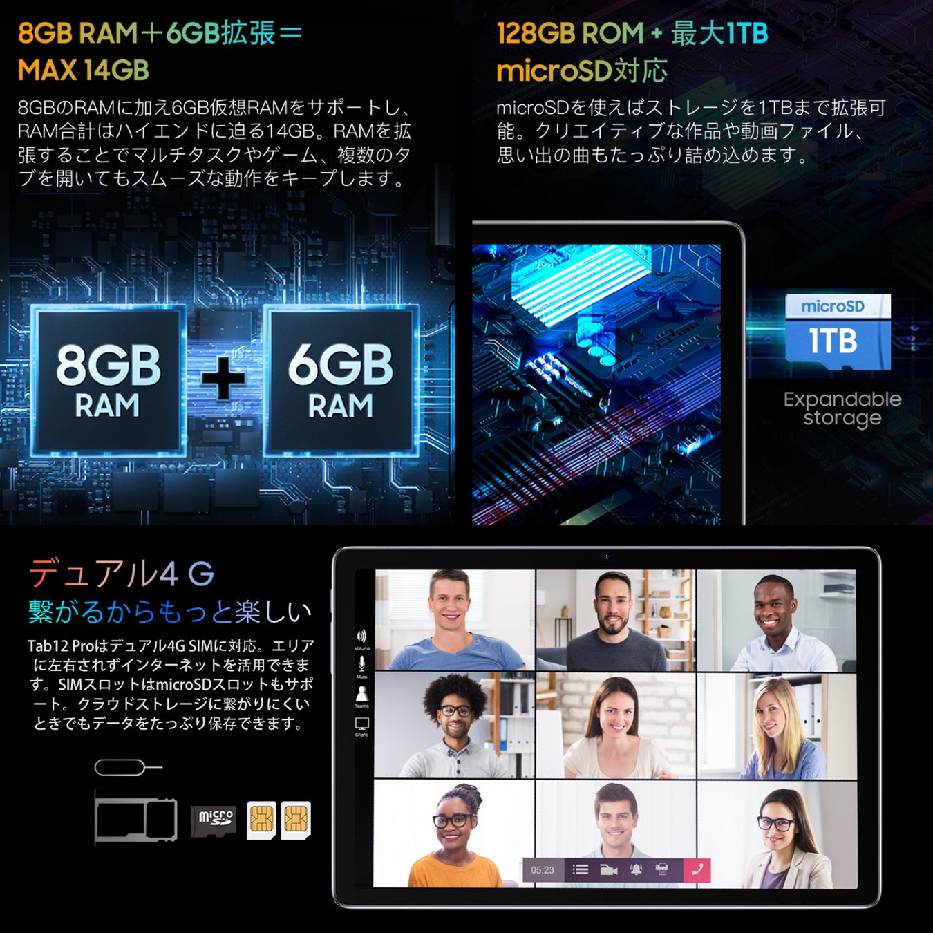 【33%OFF】Amazon Android 12 超高性能 8コア CPU搭載、14GB+128GBタブレットが超激安で販売中、最安価格 20,003円‼のサブ画像4