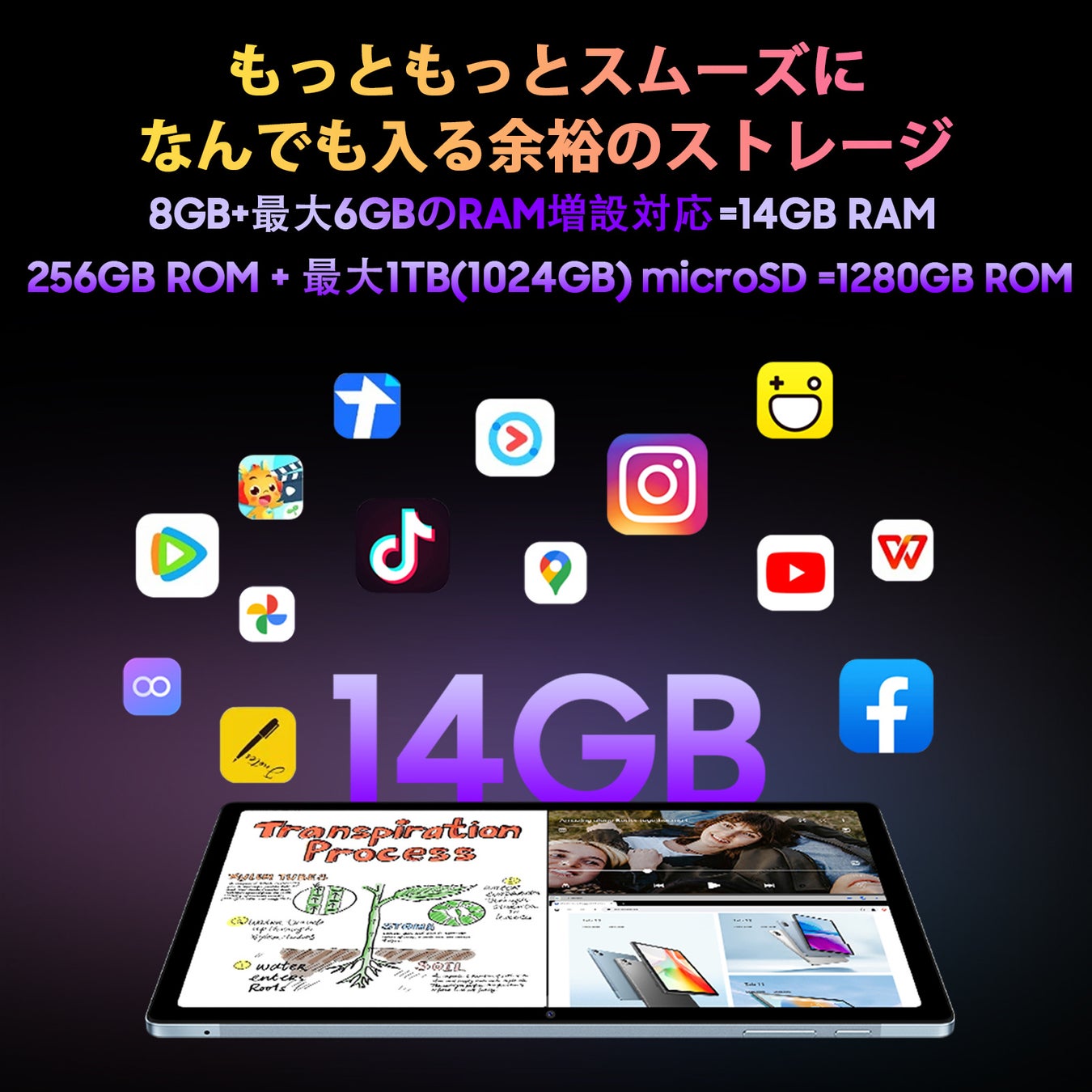 【32%OFF史上最安値】Amazon Android 12 超高性能 8コアCPU搭載、14GB+256GBタブレットが超激安で販売中、Blackview Tab15Pro最安価格 23,732円‼のサブ画像4