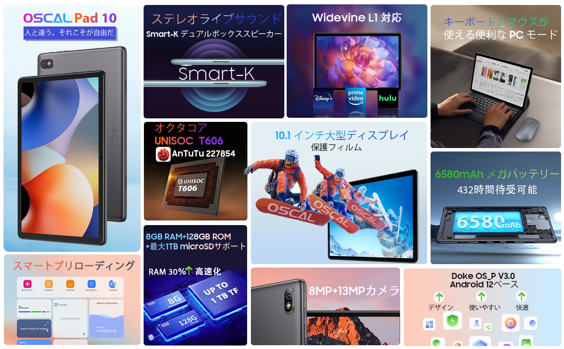 【史上最安値】一日だけ、Amazon Android 12 超高性能 8コアCPU搭載、14GB+128GBタブレットが超激安で販売中、最安価格 17,800円‼のサブ画像2
