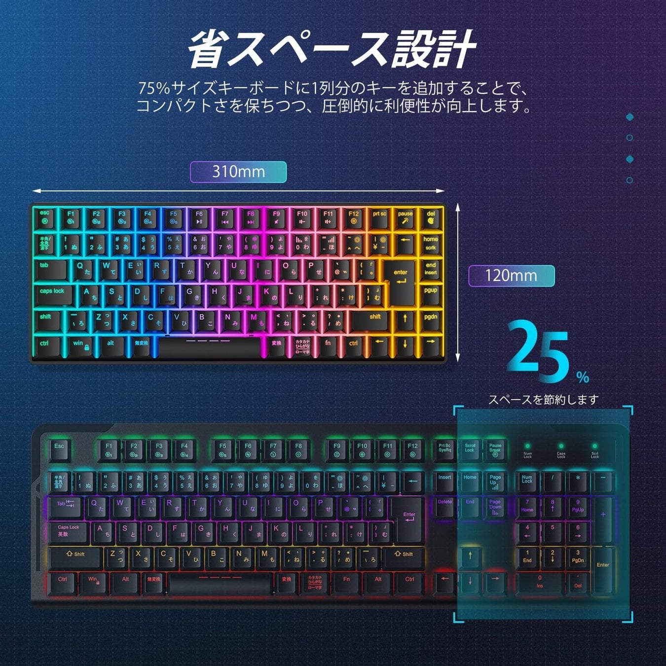 【iClever】75%サイズのゲーミングキーボードがAmazonで20％OFFのサブ画像4