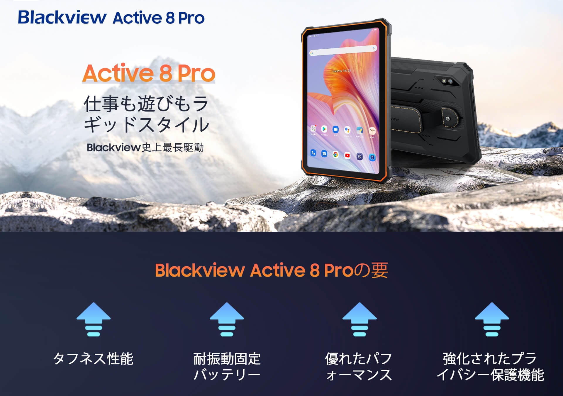 タフネスタブレット「Blackview Active 8 Pro」発売！最大40%OFFの早期価格で購入可能 | 22,000mAh大容量バッテリー/Helio G99/防水防塵/米軍規格準拠の耐久性のサブ画像1