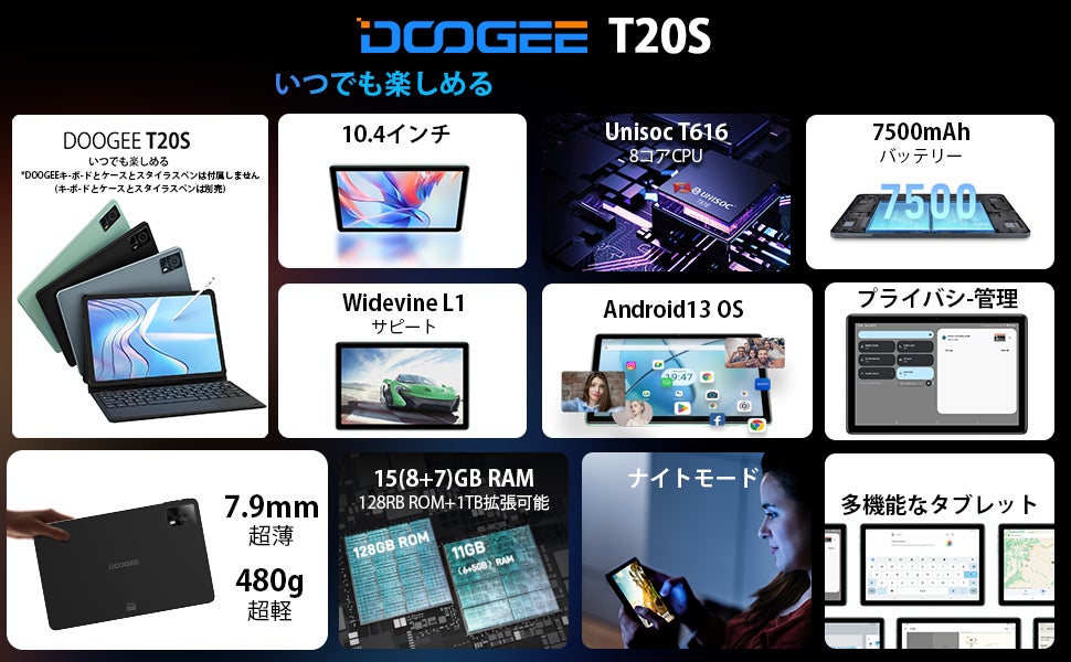 【在庫一掃】DOOGEE人気 15GB RAM タブレット「T20」はAmazonで在庫一掃セール開催、最終価格：￥21900！のサブ画像5