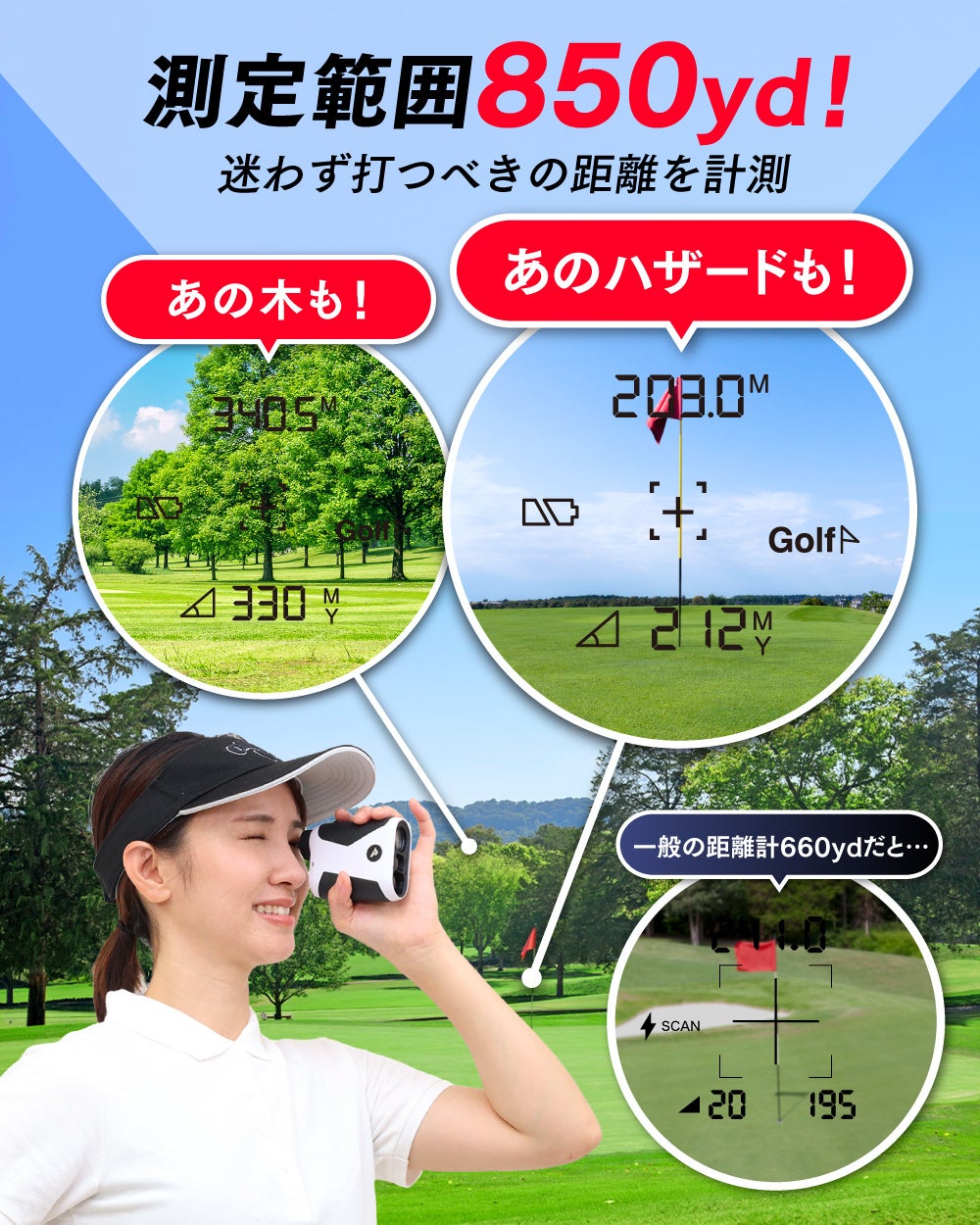 【先着100名様限定早割キャンペーン】新たなゴルフプレイのパートナーとなるPYKES PEAKゴルフレーザー距離計発売記念！0.1秒で超高速、850ヤード対応、高低差計測、振動機能完備！のサブ画像4
