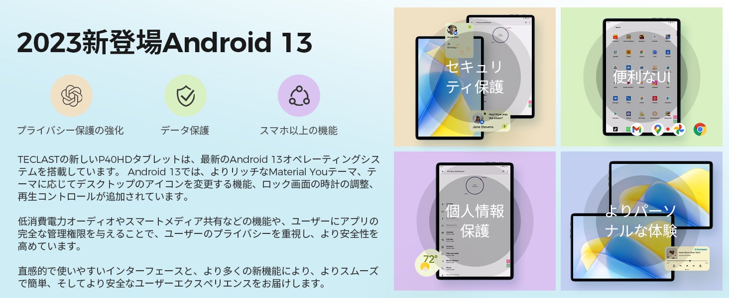 【歴史最安値+週末限定】大人気タブレットTeclast「T40Pro」過去最安値でAmazonに販売中！Android 13 OSの「P40HD」も在庫あり！Widevine L1対応/GPSサポートのサブ画像6