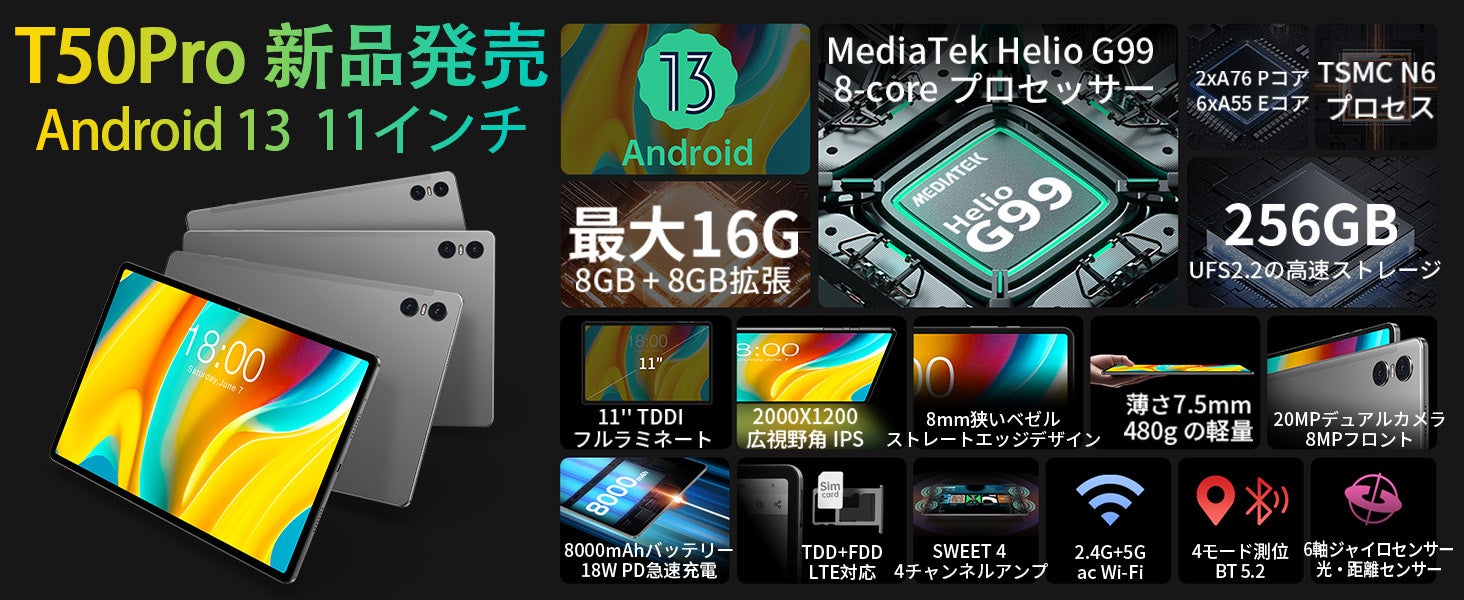 【34% OFF！】Teclast最上位Android 13タブレット「T50Pro」限定キャンペーン開催中！「P30S」もAmazonで在庫一掃セール実施中！のサブ画像2