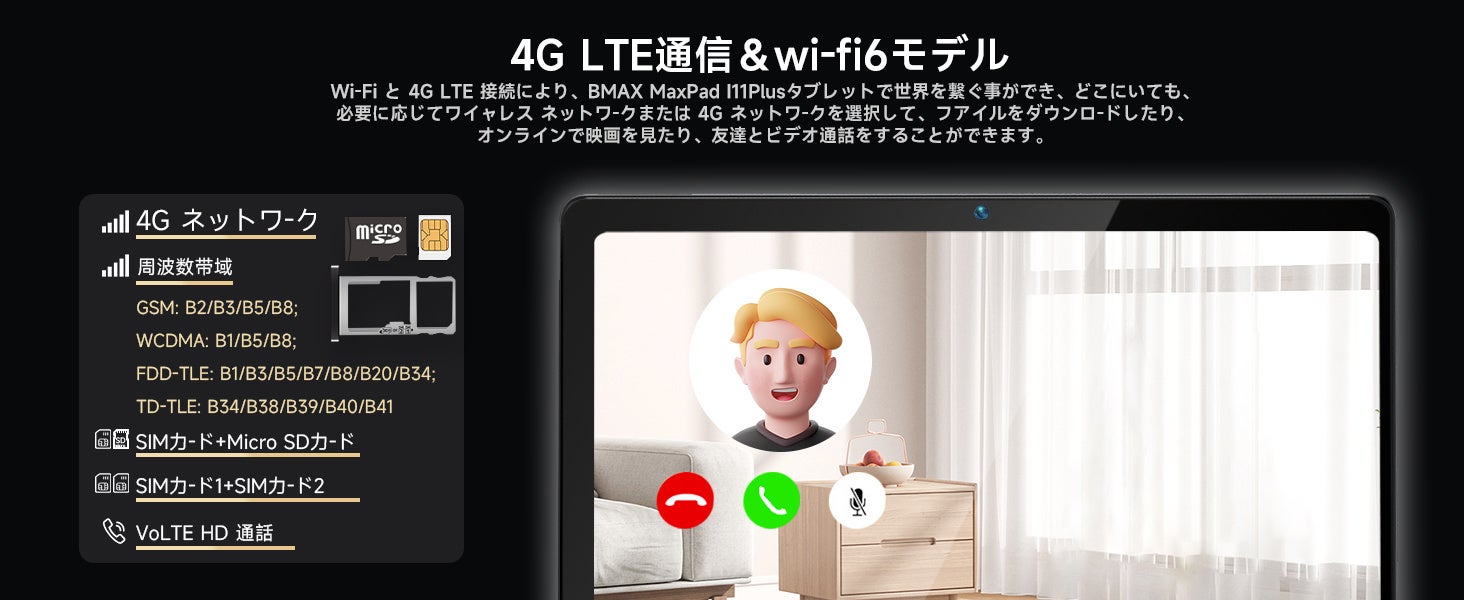【Amazon史上最安価格】9月9日大特価セール 一日だけ、 19,990円タブレット新品発行！10000円クーポンを配布中！ 2ＫFHD 4G LTE通話可能 16GB+256GB+1TBのサブ画像4