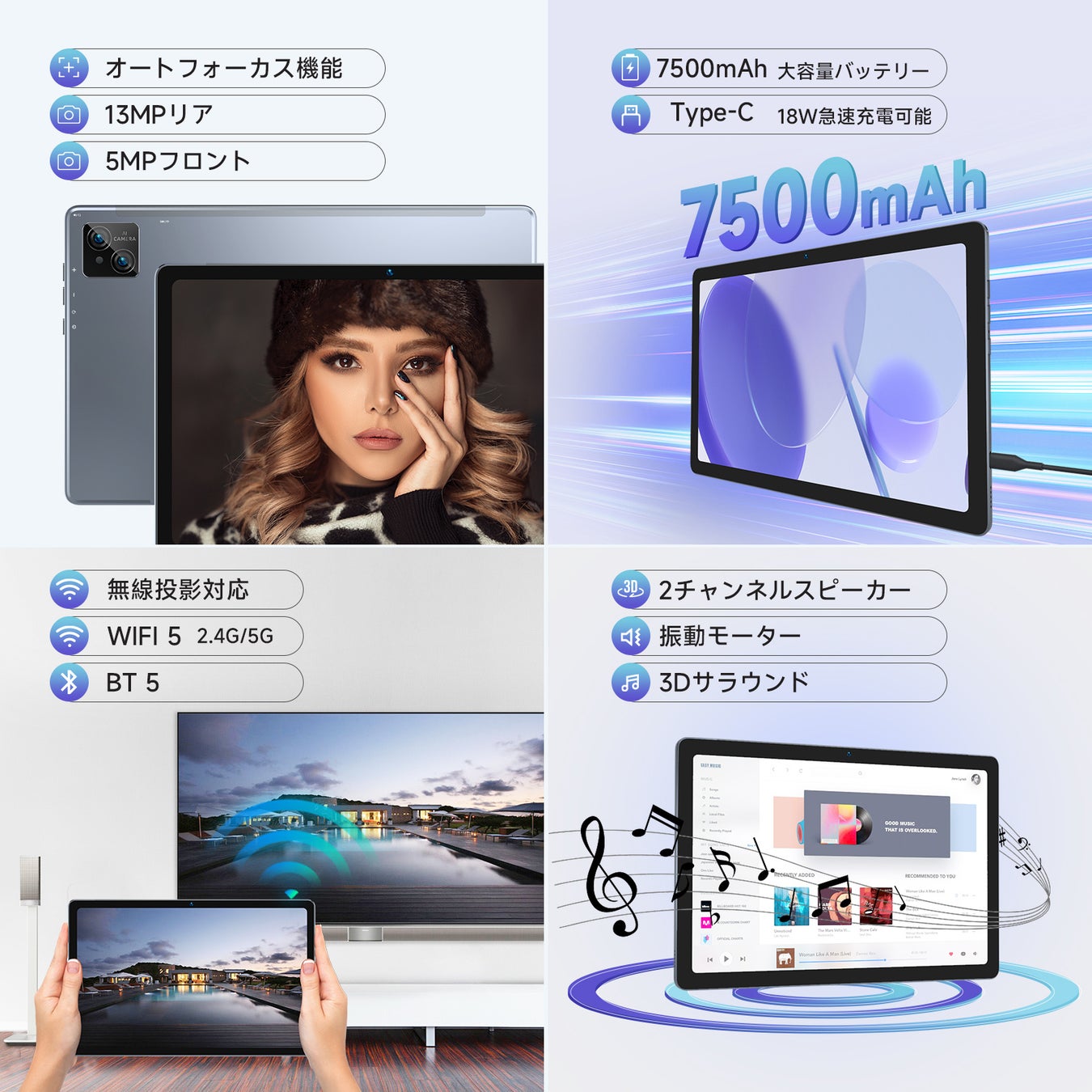 【10000円クーポン】史上最安価格の19,990円、16GB+256GB高性能Android13 タブレット、10.4インチ、2K大画面、SIM対応、10台限定、最後一日！！！のサブ画像6