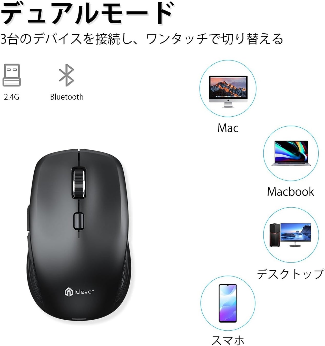 【iClever】デュアルモードのワイヤレスマウスが新発売！30％OFFセールも開催のサブ画像2