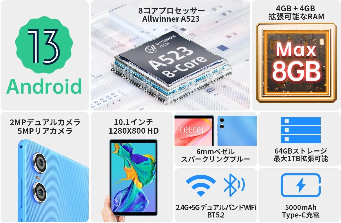【値下げ！】Teclast月のキャンペーン開催中、Amazon期間限定で大割引クーポン配布します！Android 13/SIMカード利用可能/GPS機能サポート/Widevine L1対応のサブ画像9