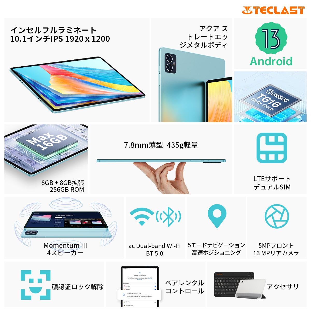 Amazon人気新商品「Teclast M50 Pro」限定セール開催します。大容量「P40HD」タブレットも激安値で販売中！Widevine L1対応/GPS機能サポート/LTE通話可能のサブ画像2