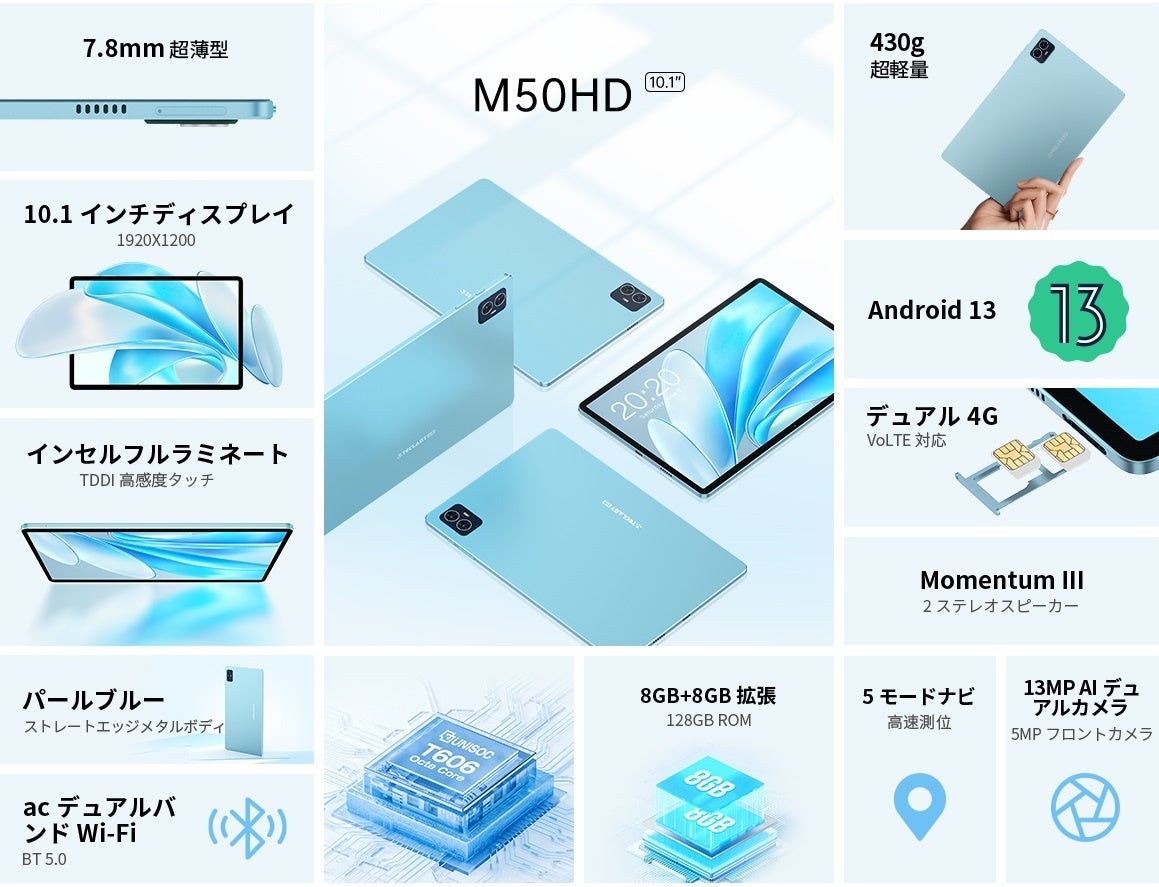 【値下げ】Teclast新商品「M50HD」はAmazonで限定セール開催中、￥17,900で購入できます。学生適用の8インチ小型タブレット「P80T」も超激安！のサブ画像2