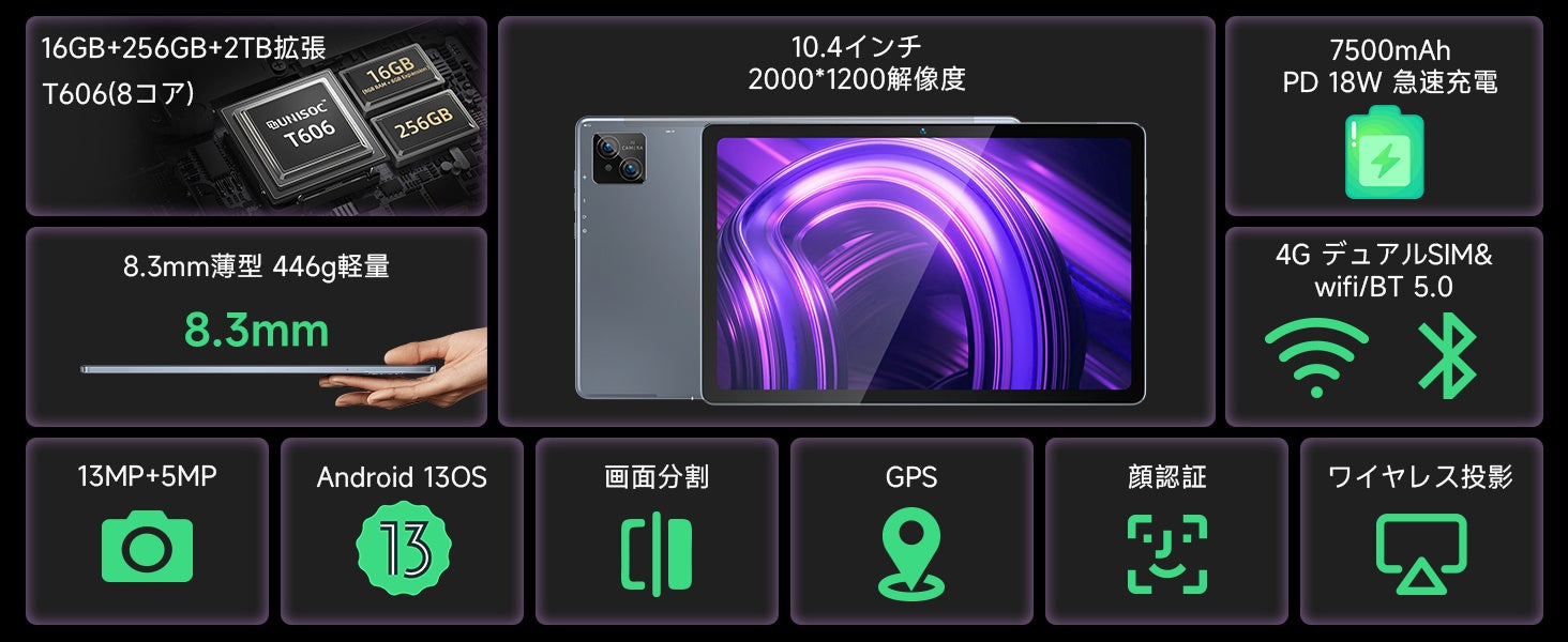 【ブラックフライデー】史上最安值9,290円!タブレットAndroid 13 64GB/256GB人気製品オススメ！お気に入りの製品が超激安で販売中!! 第一弹のサブ画像2
