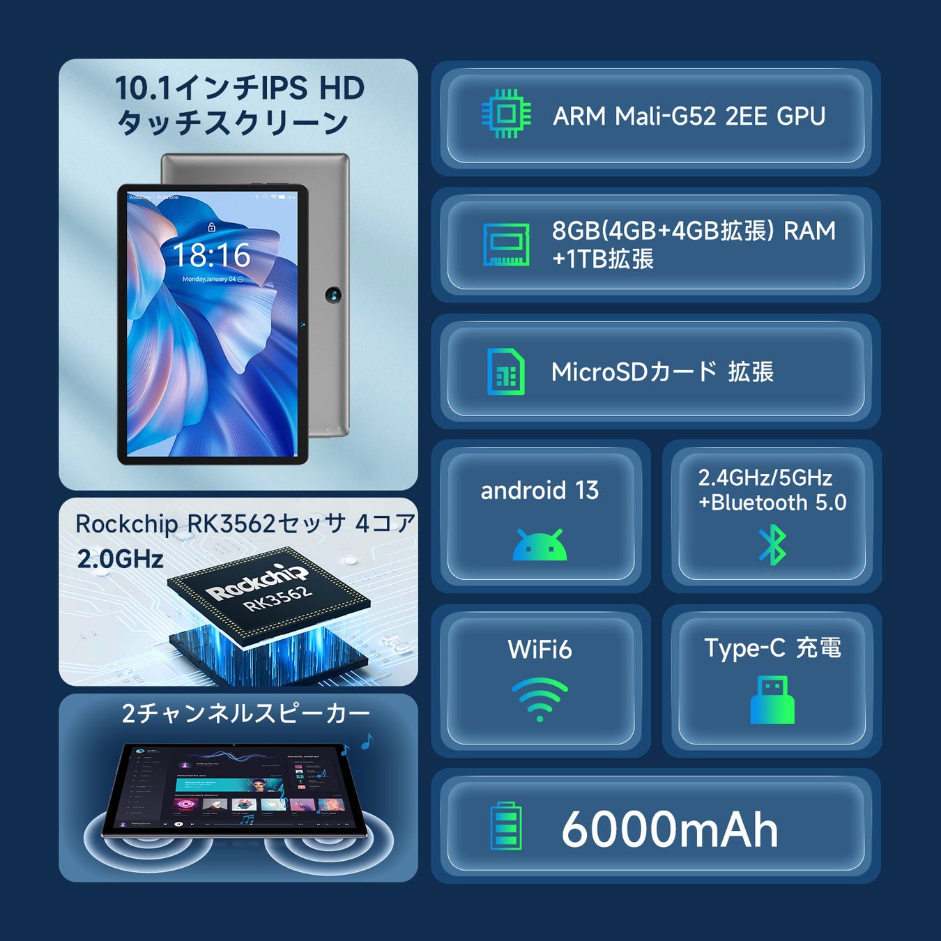【ブラックフライデー】史上最安值9,290円!タブレットAndroid 13 64GB/256GB人気製品オススメ！お気に入りの製品が超激安で販売中!! 第一弹のサブ画像6