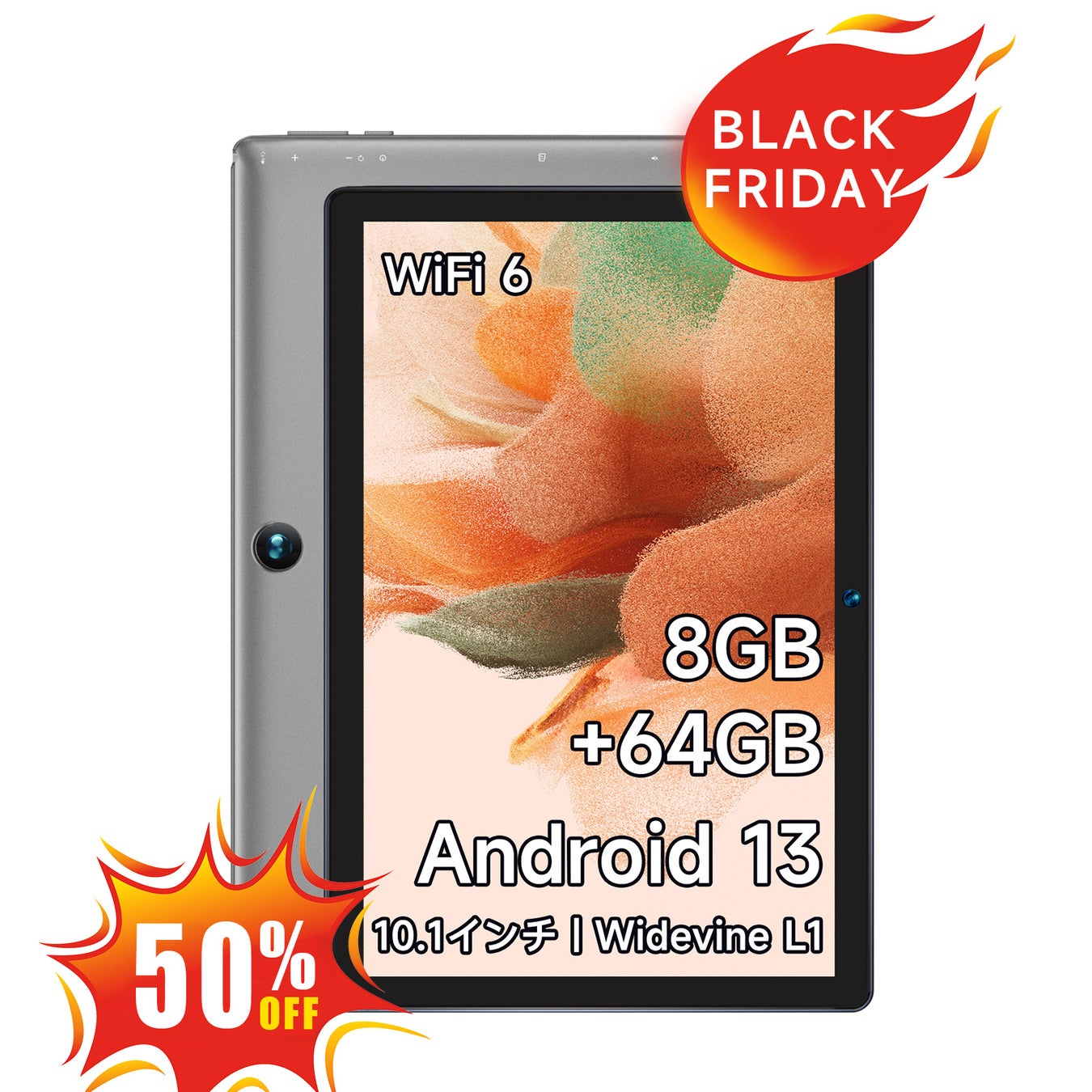 【Amazonブラックフライデー第6弾—史上最低価格9,290円】Android13 タブレット 10インチ、HD IPSディスプレイ、WideVine L1対応、6000mAh、期間限定、最後30台のサブ画像8