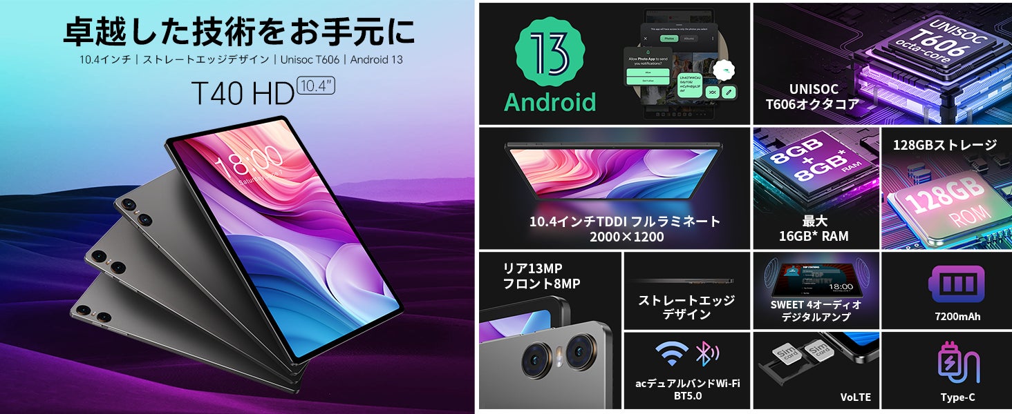 【Android 13/Widevine L1対応】Teclast人気商品「T40HD」は限定キャンペーン実施中！8インチ小型な「P85T」もお得なクーポン配布します。のサブ画像2