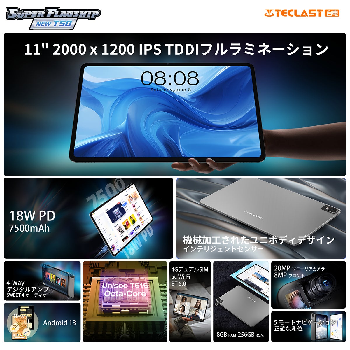 【在庫あり、最大34％ OFF】Teclast大人気タブレット「T50」入荷完了、Amazonで限定セール実施中。新商品の「M50HD」もお得なクーポン配布します。のサブ画像2