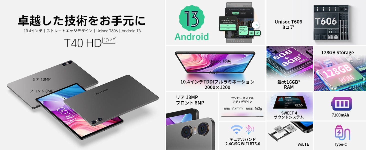 Teclast Android 13タブレット「T40HD」はAmazonで限定セール開催中、￥18,900で購入できます。8インチ「P80T」も在庫一掃セール実施しています。のサブ画像2