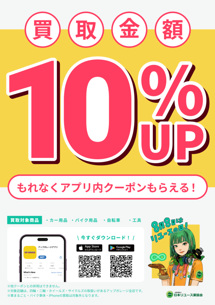 ８月８日「リユースの日」に合わせて買取金額10％UPキャンペーンを実施！のメイン画像
