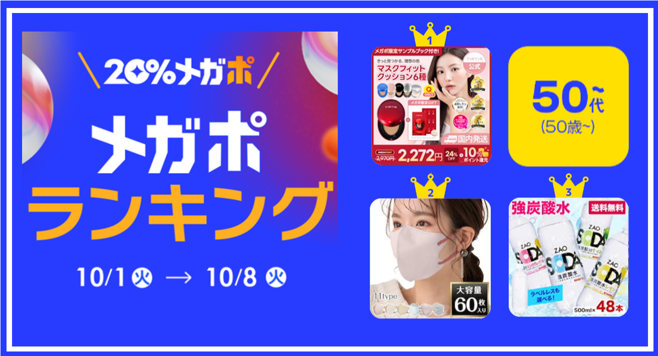 ＜Qoo10、秋の「20％メガポセール」開催レポート＞年代別のメガポランキングを発表！のサブ画像7