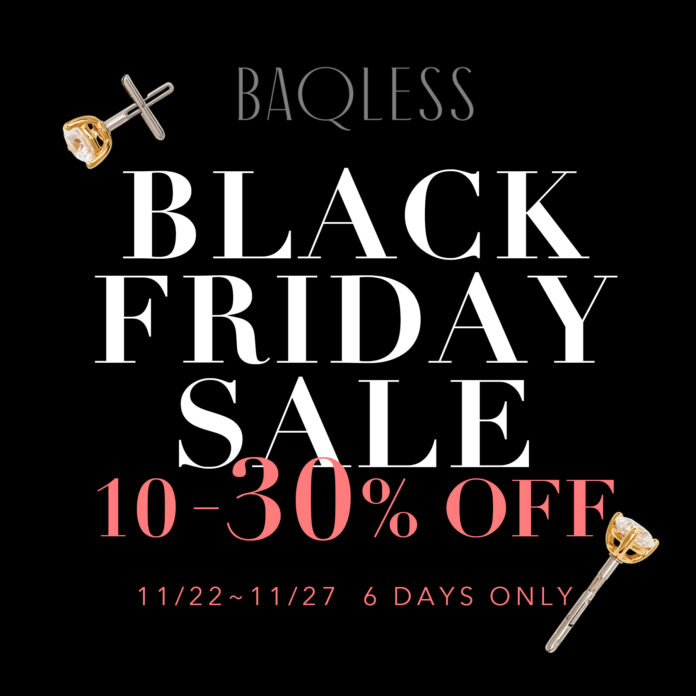 キャッチ一体型 “落ちない”ピアスBaqless＜バックレス＞最大30％OFF「ブラックフライデーセール」を開催！のメイン画像
