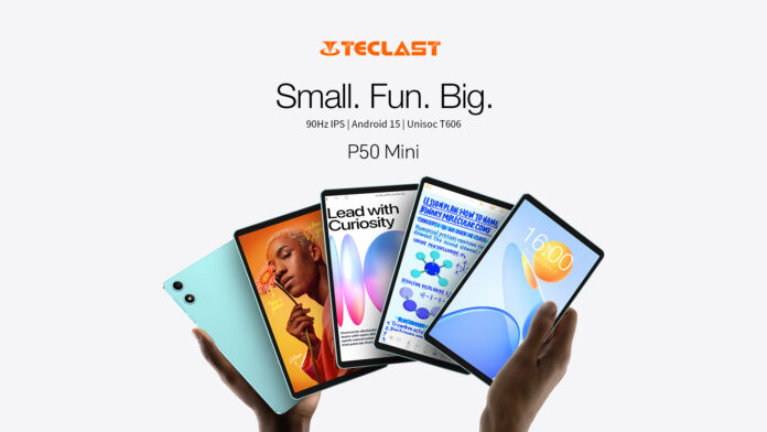 【新品登場】TeclastミニサイズタブレットP50Mini発売！8.7インチ、最新Android 15搭載、Widevine L1+GPS対応！初登場激安￥10900円！のメイン画像