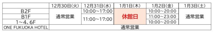 西鉄 商業6施設　年末年始営業のご案内のメイン画像