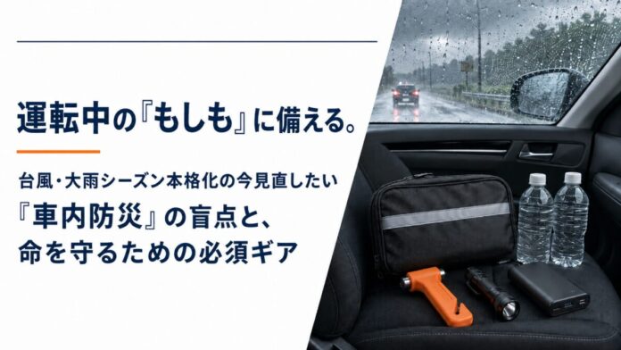 運転中の「もしも」に備える。台風・大雨シーズン本格化の今見直したい「車内防災」の盲点と、命を守るための必須アイテムのメイン画像